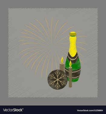 Flat shading style icon champagne candles vector image