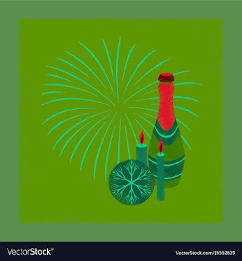 Flat shading style icon champagne candles vector image