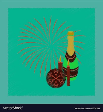 Flat shading style icon champagne candles vector image