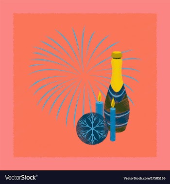 Flat shading style icon champagne candles vector image