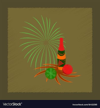 Flat shading style icon champagne candles vector image