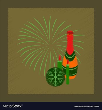 Flat shading style icon champagne candles vector image