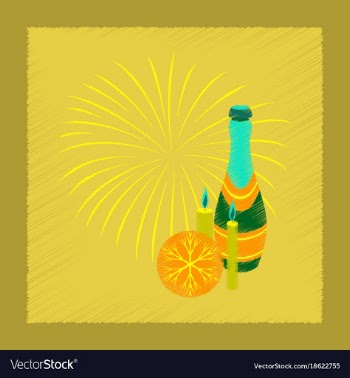 Flat shading style icon champagne candles vector image