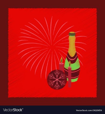 Flat shading style icon champagne candles vector image