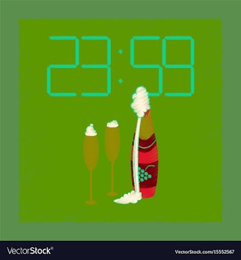 Flat shading style icon champagne christmas clock vector image