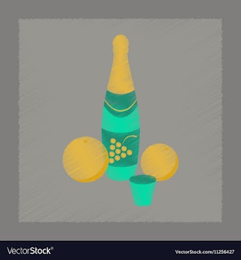 Flat shading style icon champagne oranges vector image