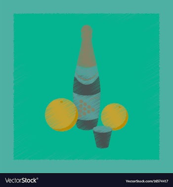Flat shading style icon champagne oranges vector image