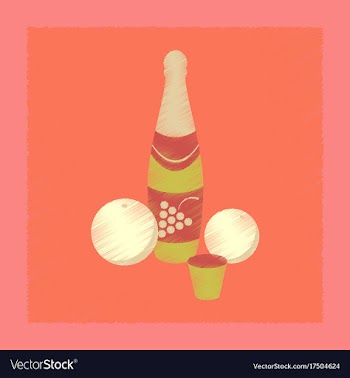 Flat shading style icon champagne oranges vector image