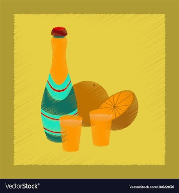 Flat shading style icon champagne oranges vector image