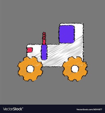 Flat shading style icon children tractor vector image