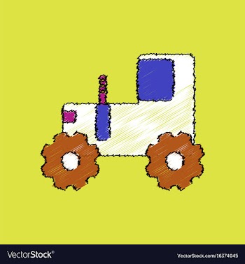 Flat shading style icon children tractor vector image