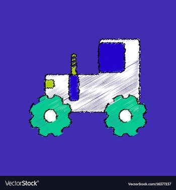 Flat shading style icon children tractor vector image