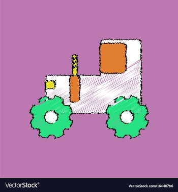 Flat shading style icon children tractor vector image