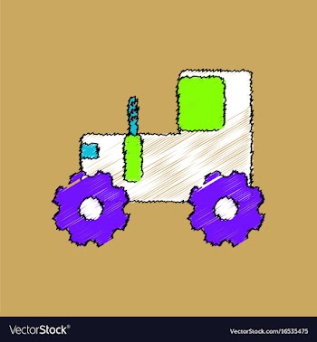 Flat shading style icon children tractor vector image