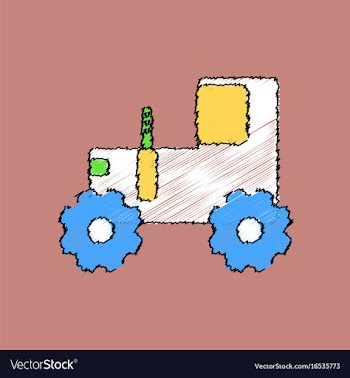 Flat shading style icon children tractor vector image