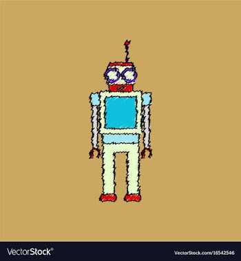 Flat shading style icon childrens toy robot vector image