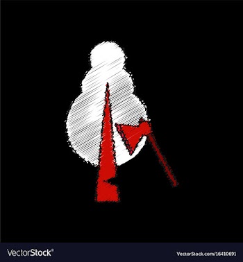 Flat shading style icon chopping wood vector image