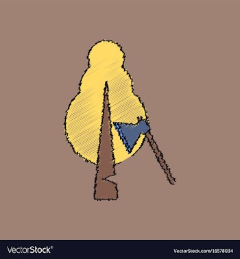 Flat shading style icon chopping wood vector image