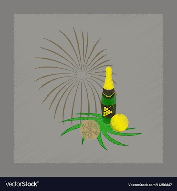Flat shading style icon Christmas ball champagne vector image
