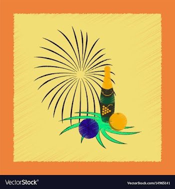 Flat shading style icon christmas ball champagne vector image