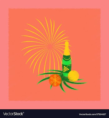 Flat shading style icon christmas ball champagne vector image
