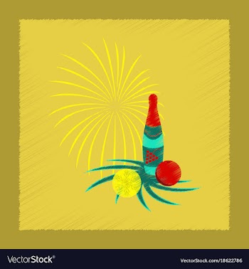 Flat shading style icon christmas ball champagne vector image