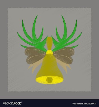 Flat shading style icon Christmas bell vector image