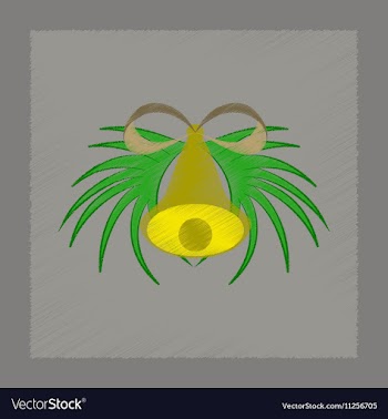 Flat shading style icon Christmas bell vector image