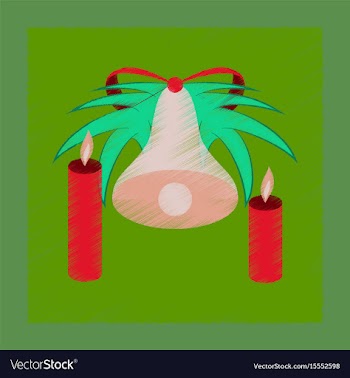 Flat shading style icon christmas bell vector image