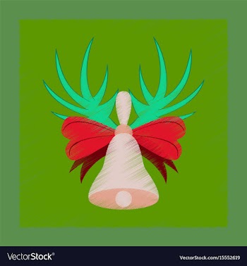 Flat shading style icon christmas bell vector image