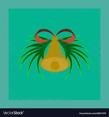 Flat shading style icon christmas bell vector image