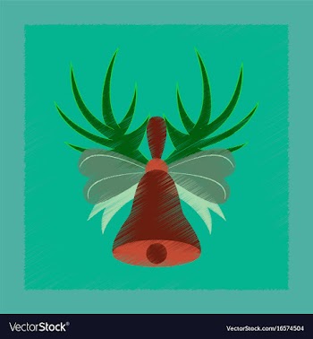 Flat shading style icon christmas bell vector image