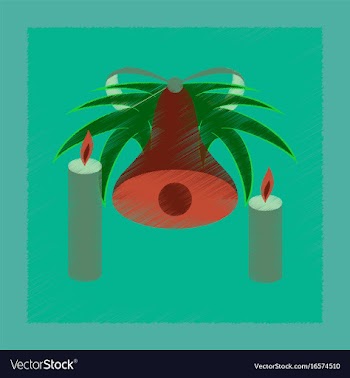 Flat shading style icon christmas bell vector image
