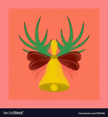Flat shading style icon christmas bell vector image
