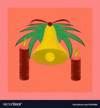 Flat shading style icon christmas bell vector image