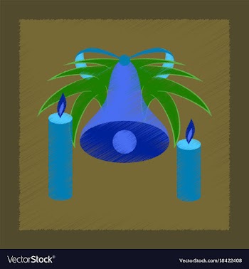 Flat shading style icon christmas bell vector image