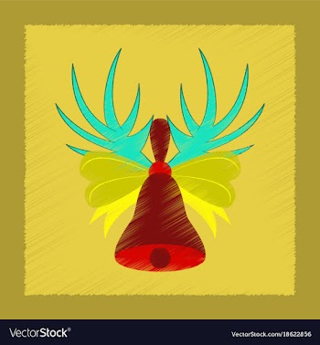 Flat shading style icon christmas bell vector image