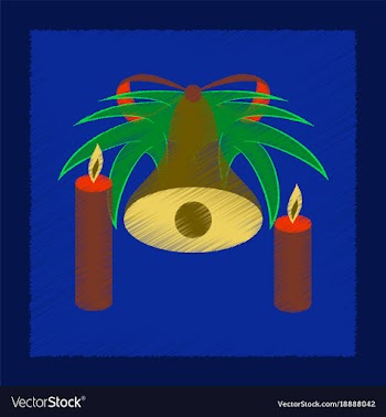 Flat shading style icon christmas bell vector image