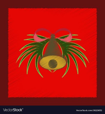 Flat shading style icon christmas bell vector image