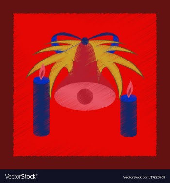 Flat shading style icon christmas bell vector image