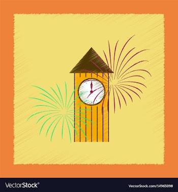 Flat shading style icon christmas clock vector image