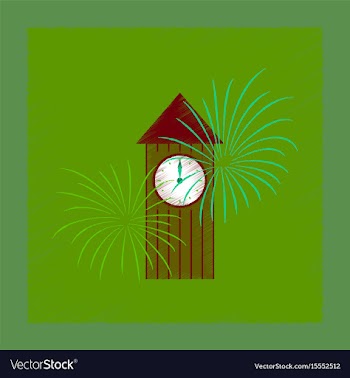 Flat shading style icon christmas clock vector image
