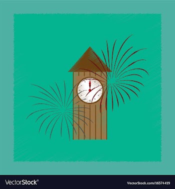 Flat shading style icon christmas clock vector image