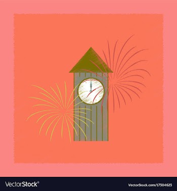 Flat shading style icon christmas clock vector image