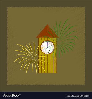 Flat shading style icon christmas clock vector image