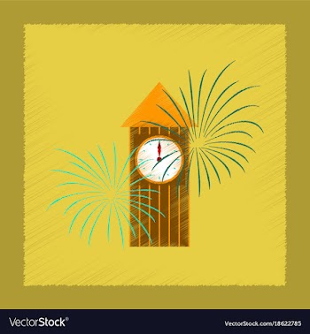 Flat shading style icon christmas clock vector image