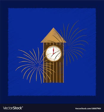 Flat shading style icon christmas clock vector image