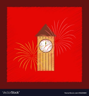 Flat shading style icon christmas clock vector image