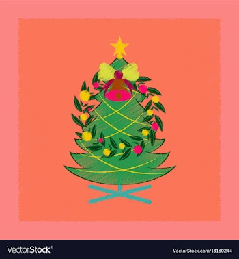 Flat shading style icon christmas fir wreath vector image