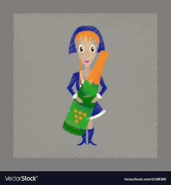Flat shading style icon Christmas girl champagne vector image